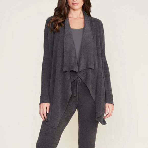 Barefoot Dreams Cardigan Sweater Gray Waterfall Open Front Cozy Medium - Picture 3 of 10